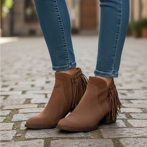 Casual suede fringe booties size 8